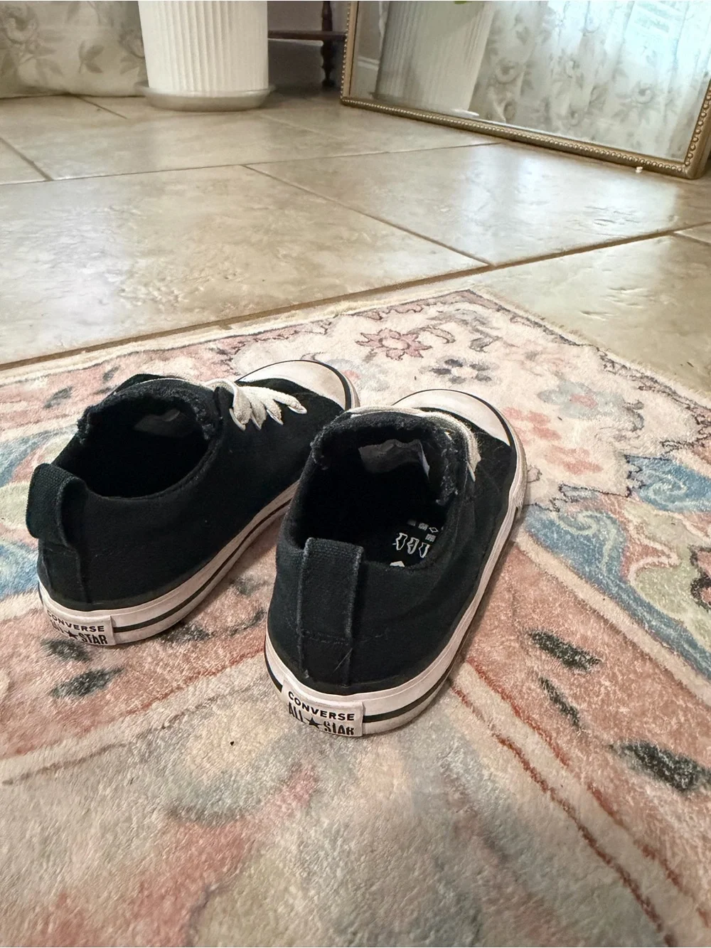 Converse Kids Black Low Top Sneakers with White Accents